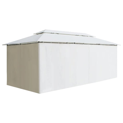 Gazebo con Tende 600x298x270 cm Bianco 180g/mÂ²