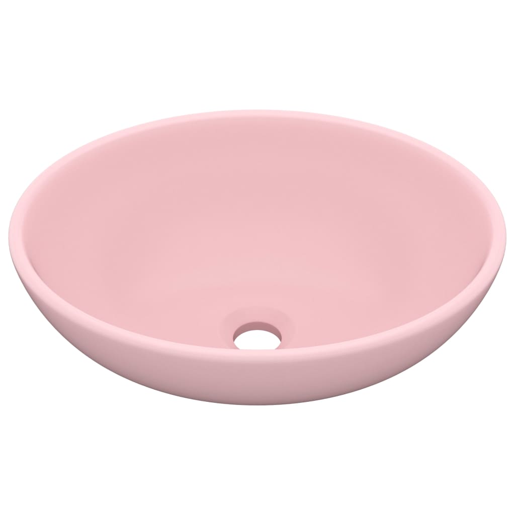 Lavandino Lusso Ovale Rosa Opaco 40x33 cm in Ceramica