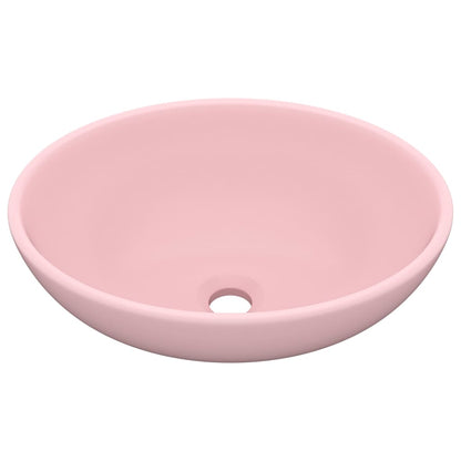 Lavandino Lusso Ovale Rosa Opaco 40x33 cm in Ceramica
