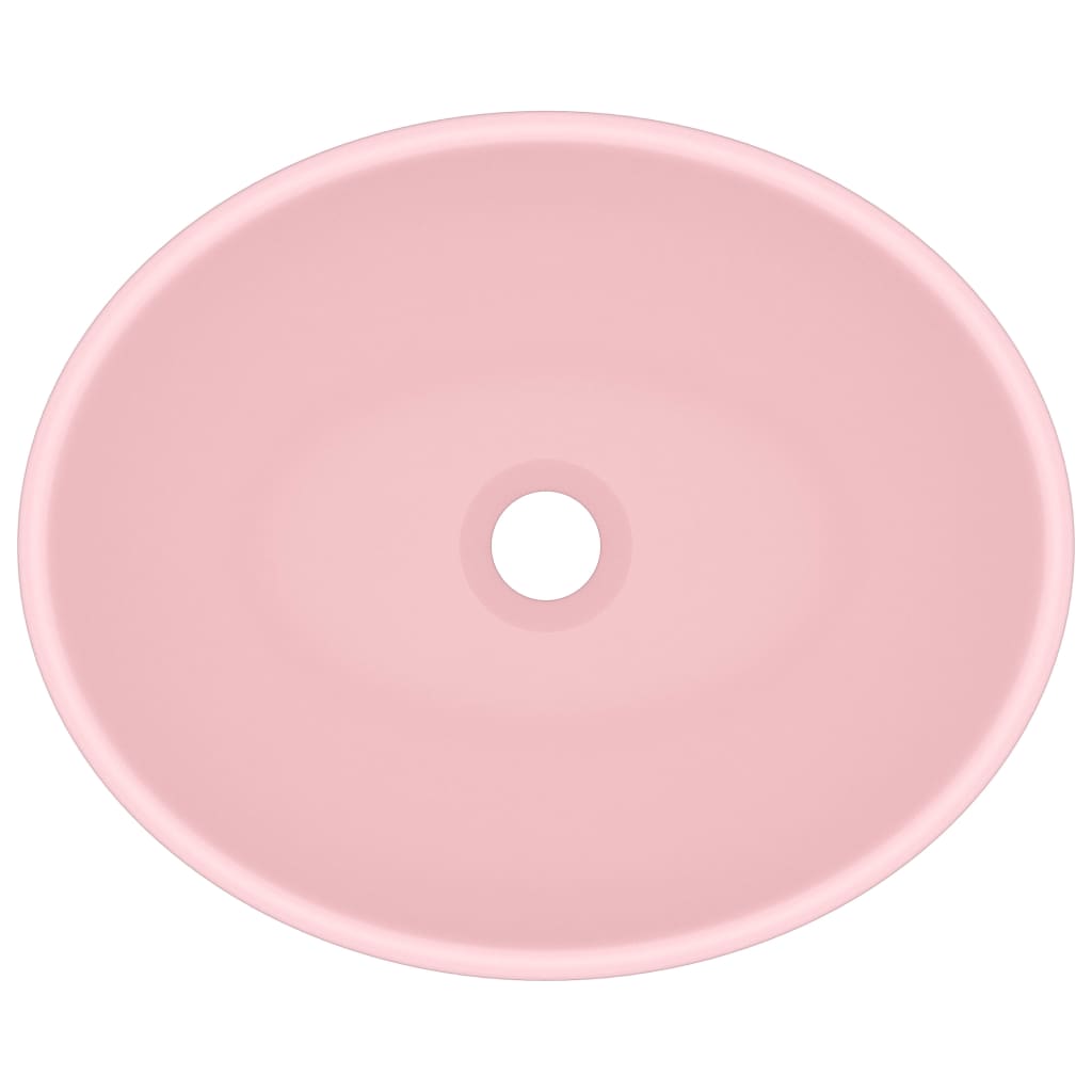 Lavandino Lusso Ovale Rosa Opaco 40x33 cm in Ceramica
