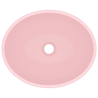 Lavandino Lusso Ovale Rosa Opaco 40x33 cm in Ceramica