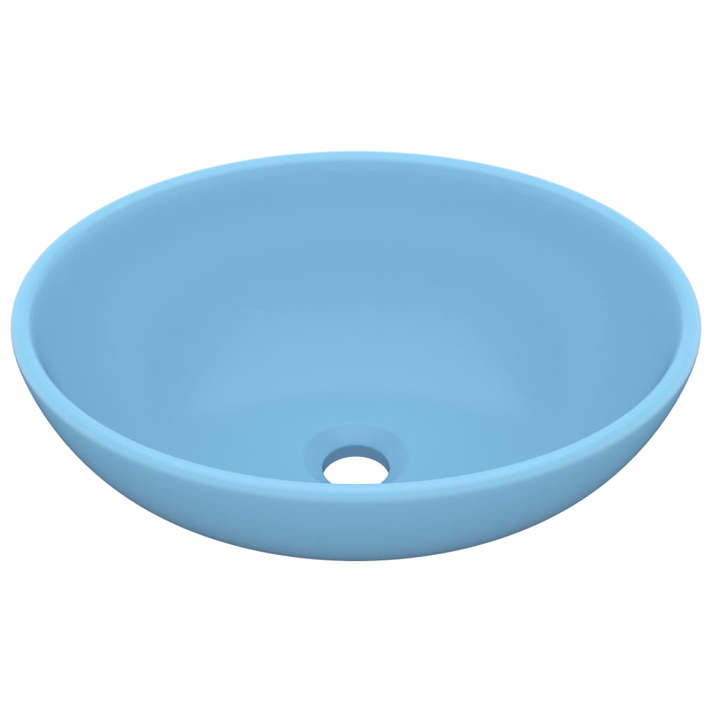 Lavandino Lusso Ovale Azzurro Opaco 40x33 cm in Ceramica