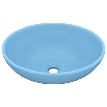 Lavandino Lusso Ovale Azzurro Opaco 40x33 cm in Ceramica