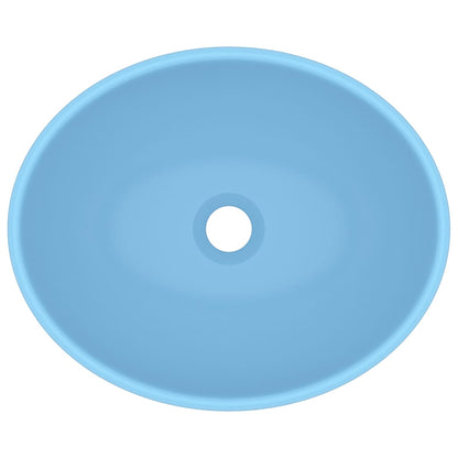 Lavandino Lusso Ovale Azzurro Opaco 40x33 cm in Ceramica