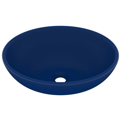 Lavandino Lusso Ovale Blu Scuro Opaco 40x33 cm in Ceramica
