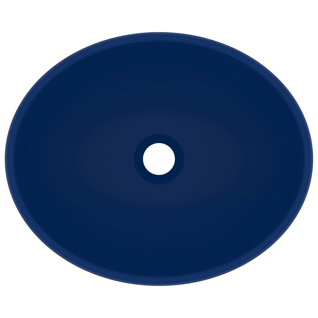 Lavandino Lusso Ovale Blu Scuro Opaco 40x33 cm in Ceramica