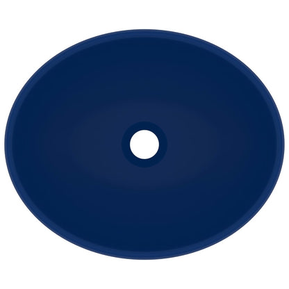 Lavandino Lusso Ovale Blu Scuro Opaco 40x33 cm in Ceramica