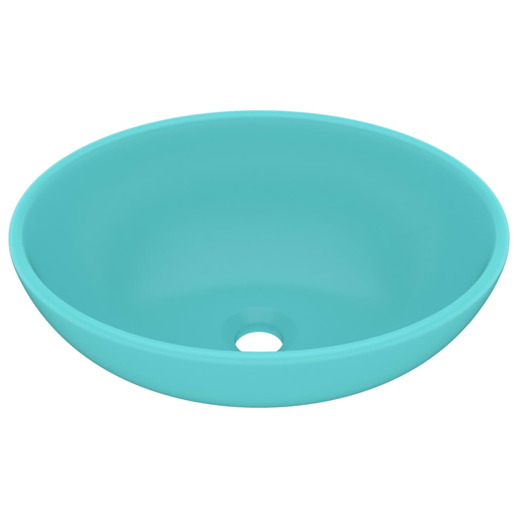 Lavandino Lusso Ovale Verde Chiaro Opaco 40x33 cm in Ceramica