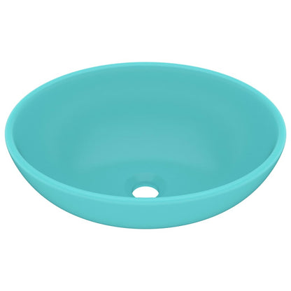 Lavandino Lusso Ovale Verde Chiaro Opaco 40x33 cm in Ceramica