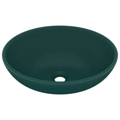 Lavandino Lusso Ovale Verde Scuro Opaco 40x33 cm in Ceramica