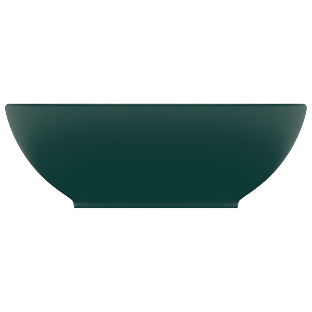 Lavandino Lusso Ovale Verde Scuro Opaco 40x33 cm in Ceramica