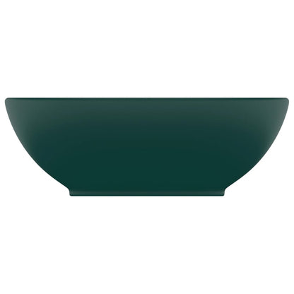 Lavandino Lusso Ovale Verde Scuro Opaco 40x33 cm in Ceramica