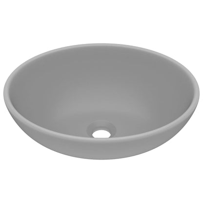 Lavandino Lusso Ovale Grigio Chiaro Opaco 40x33 cm in Ceramica