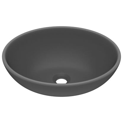 Lavandino Lusso Ovale Grigio Scuro Opaco 40x33 cm in Ceramica