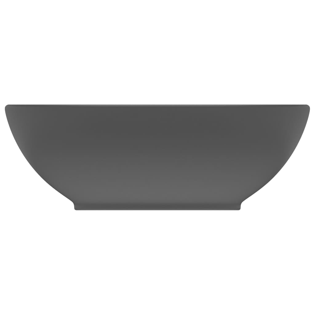 Lavandino Lusso Ovale Grigio Scuro Opaco 40x33 cm in Ceramica