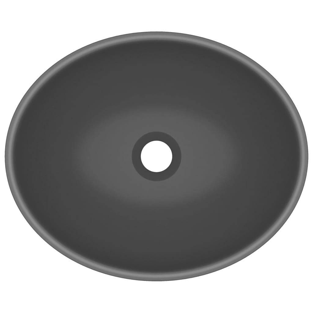 Lavandino Lusso Ovale Grigio Scuro Opaco 40x33 cm in Ceramica