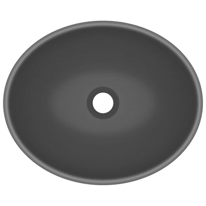 Lavandino Lusso Ovale Grigio Scuro Opaco 40x33 cm in Ceramica