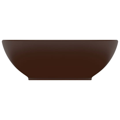 Lavandino Lusso Ovale Marrone Scuro Opaco 40x33 cm in Ceramica