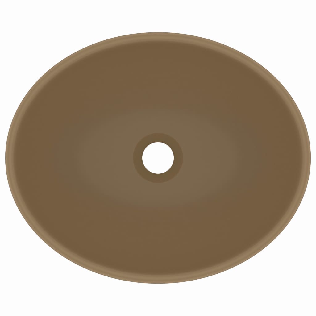 Lavandino Lusso Ovale Crema Opaco 40x33 cm in Ceramica