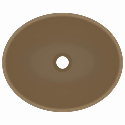 Lavandino Lusso Ovale Crema Opaco 40x33 cm in Ceramica