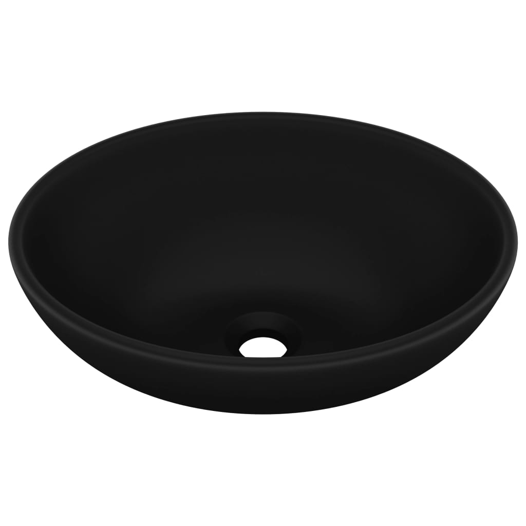Lavandino Lusso Ovale Nero Opaco 40x33 cm in Ceramica