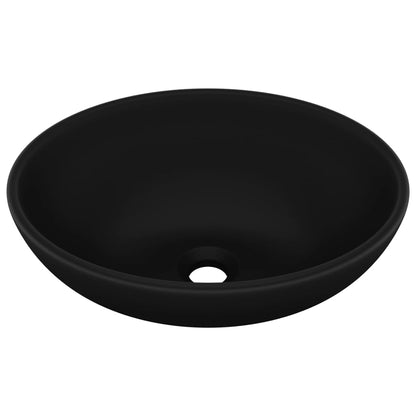Lavandino Lusso Ovale Nero Opaco 40x33 cm in Ceramica