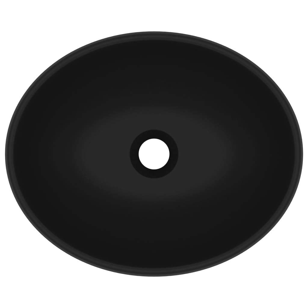 Lavandino Lusso Ovale Nero Opaco 40x33 cm in Ceramica