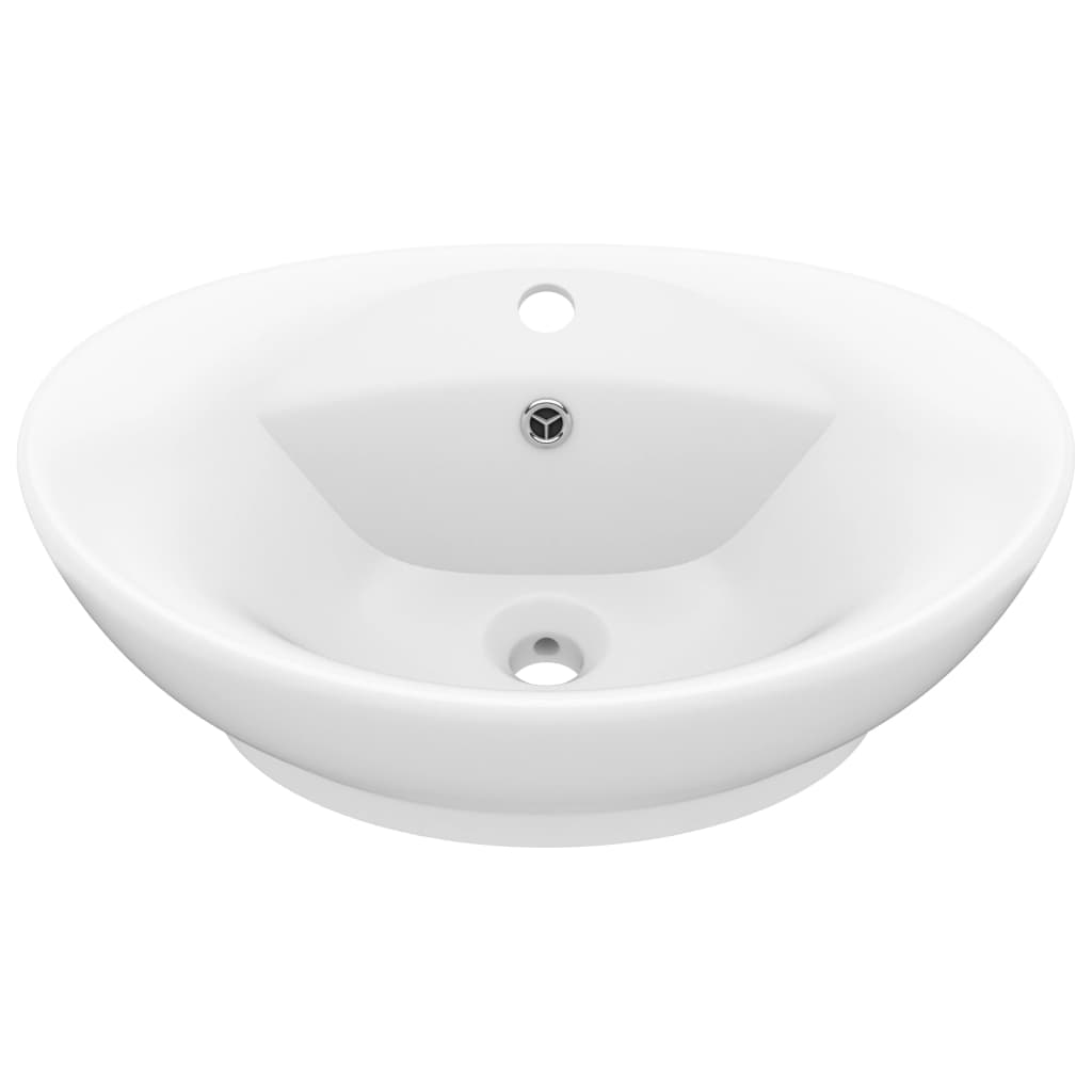 Lavandino con Troppopieno Ovale Bianco Opaco 58,5x39cm Ceramica