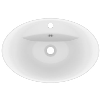 Lavandino con Troppopieno Ovale Bianco Opaco 58,5x39cm Ceramica