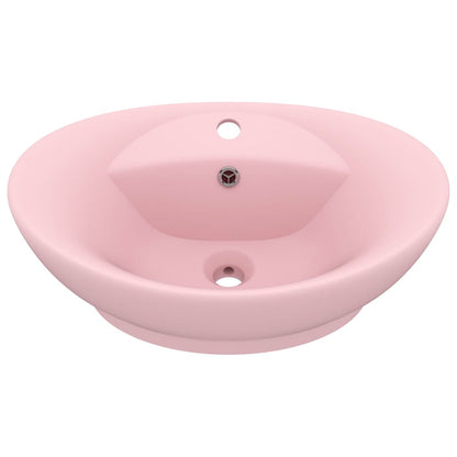 Lavandino con Troppopieno Ovale Rosa Opaco 58,5x39 cm Ceramica
