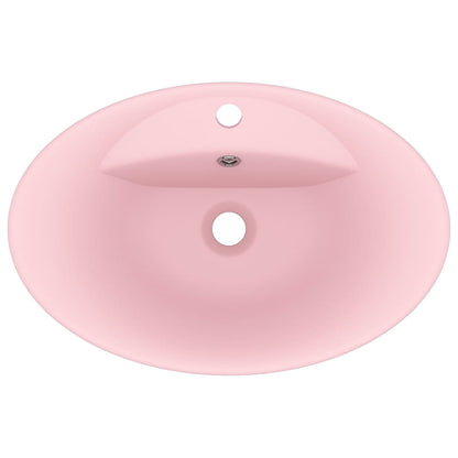 Lavandino con Troppopieno Ovale Rosa Opaco 58,5x39 cm Ceramica