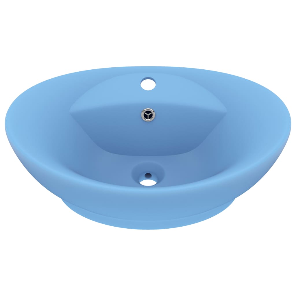 Lavabo con Troppopieno Ovale Azzurro Opaco 58,5x39 cm Ceramica