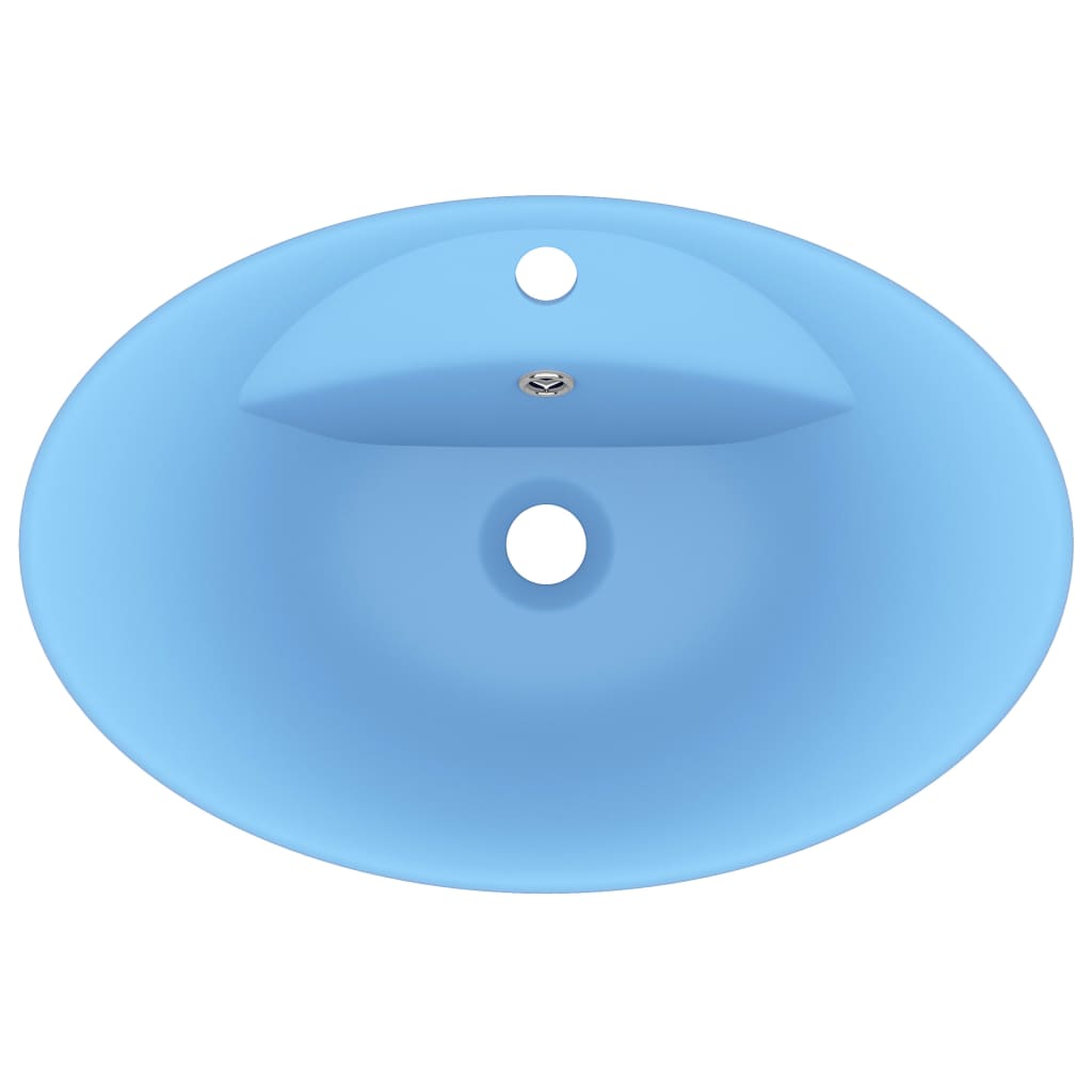 Lavabo con Troppopieno Ovale Azzurro Opaco 58,5x39 cm Ceramica