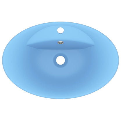 Lavabo con Troppopieno Ovale Azzurro Opaco 58,5x39 cm Ceramica