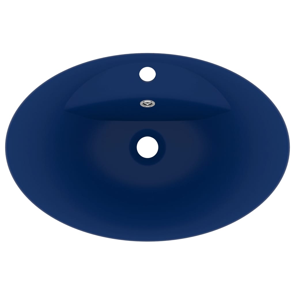 Lavabo con Troppopieno Ovale Blu Scuro Opaco 58,5x39cm Ceramica