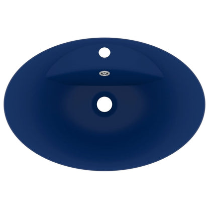 Lavabo con Troppopieno Ovale Blu Scuro Opaco 58,5x39cm Ceramica