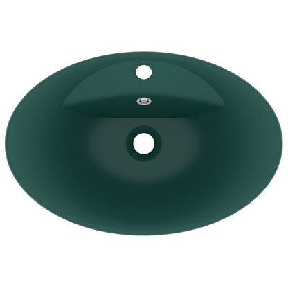 Lavabo Troppopieno Ovale Verde Scuro Opaco 58,5x39cm Ceramica