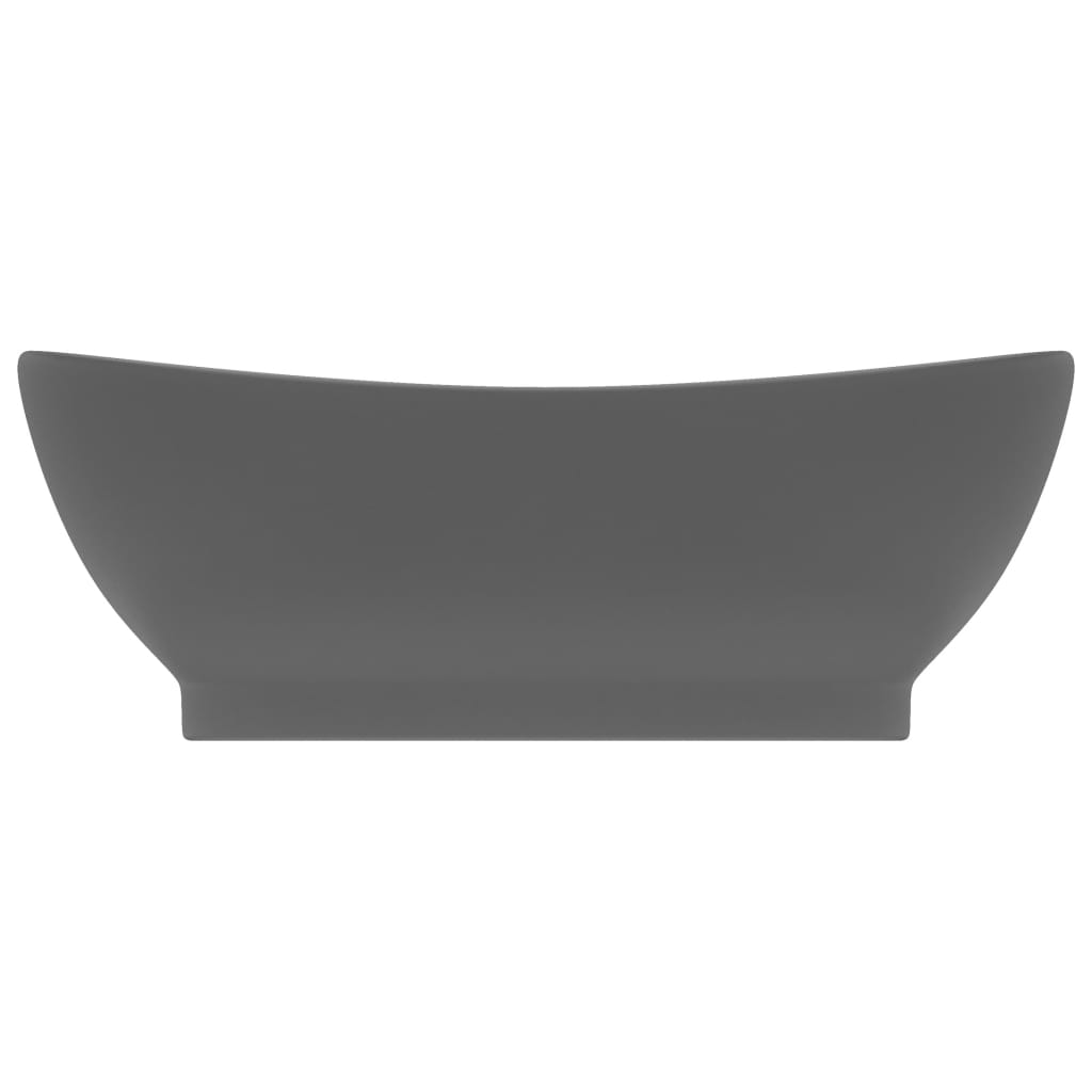 Lavabo Troppopieno Ovale Grigio Scuro Opaco 58,5x39cm Ceramica
