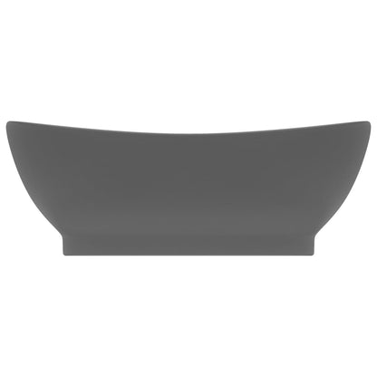 Lavabo Troppopieno Ovale Grigio Scuro Opaco 58,5x39cm Ceramica