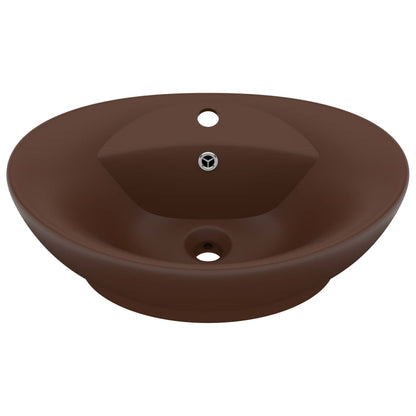 Lavabo con Troppopieno Ovale Marrone Opaco 58,5x39cm Ceramica