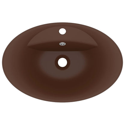 Lavabo con Troppopieno Ovale Marrone Opaco 58,5x39cm Ceramica