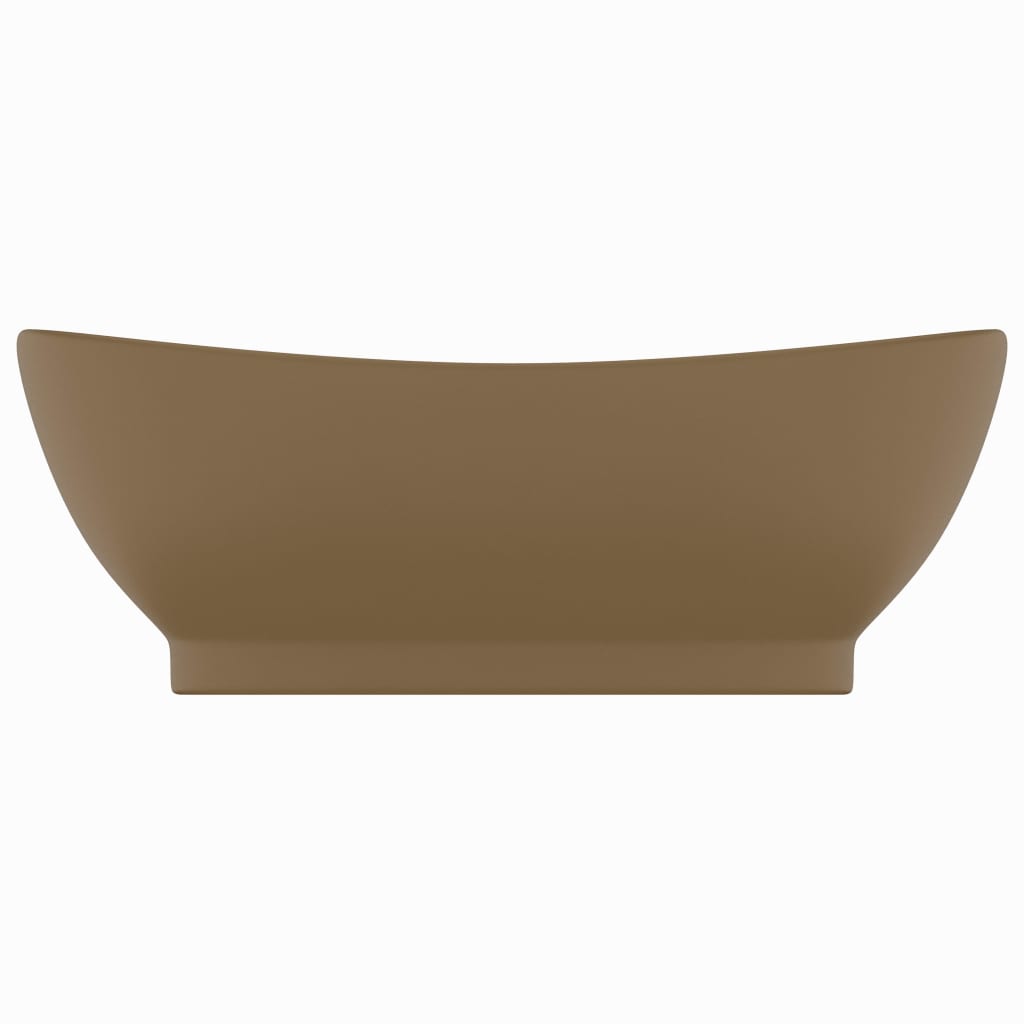 Lavandino con Troppopieno Ovale Crema Opaco 58,5x39cm Ceramica