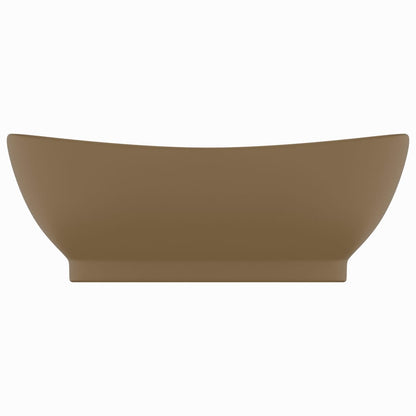 Lavandino con Troppopieno Ovale Crema Opaco 58,5x39cm Ceramica