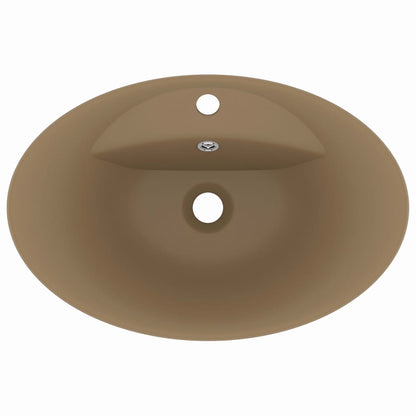 Lavandino con Troppopieno Ovale Crema Opaco 58,5x39cm Ceramica