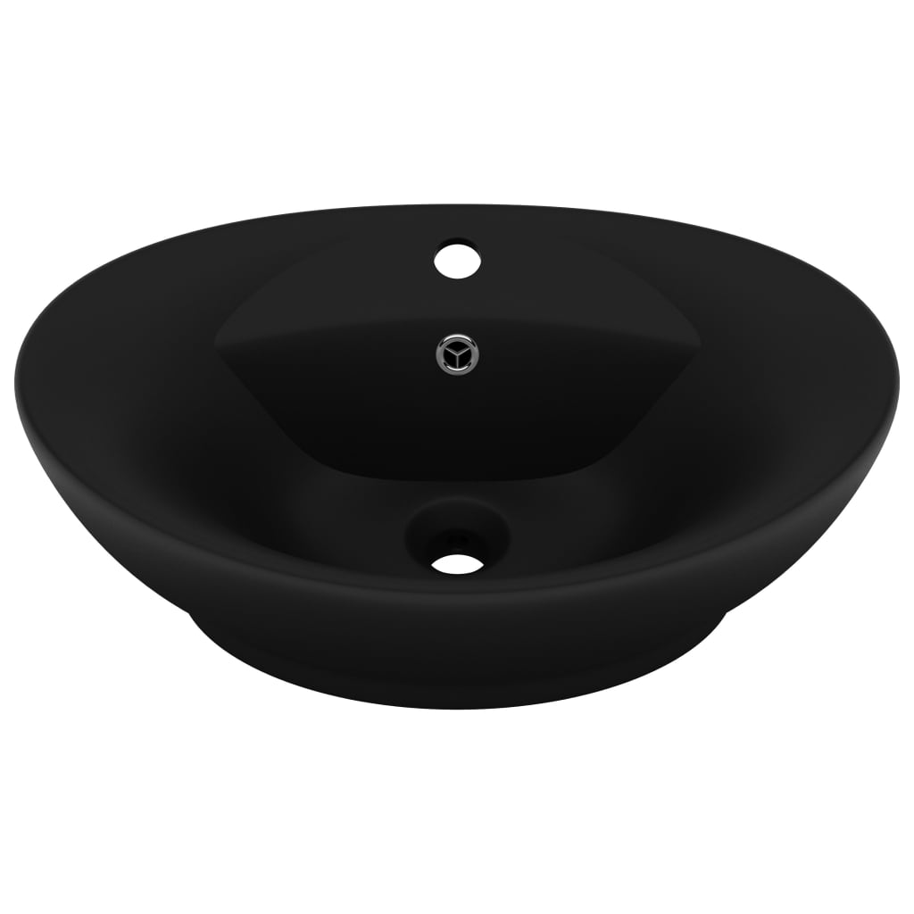 Lavandino con Troppopieno Ovale Nero Opaco 58,5x39cm Ceramica