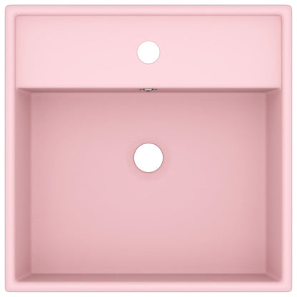 Lavabo Troppopieno Quadrato Rosa Opaco 41x41cm Ceramica
