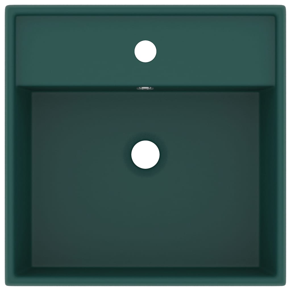 Lavabo con Troppopieno Quadrato Verde Opaco 41x41 cm Ceramica