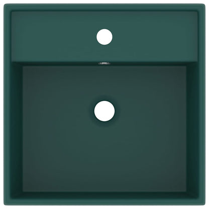 Lavabo con Troppopieno Quadrato Verde Opaco 41x41 cm Ceramica