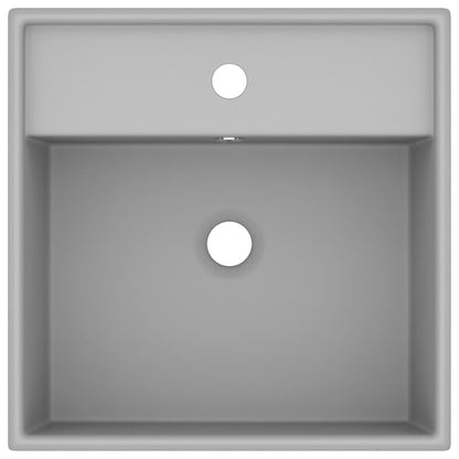 Lavabo con Troppopieno Cubico Grigio Opaco 41x41 cm in Ceramica