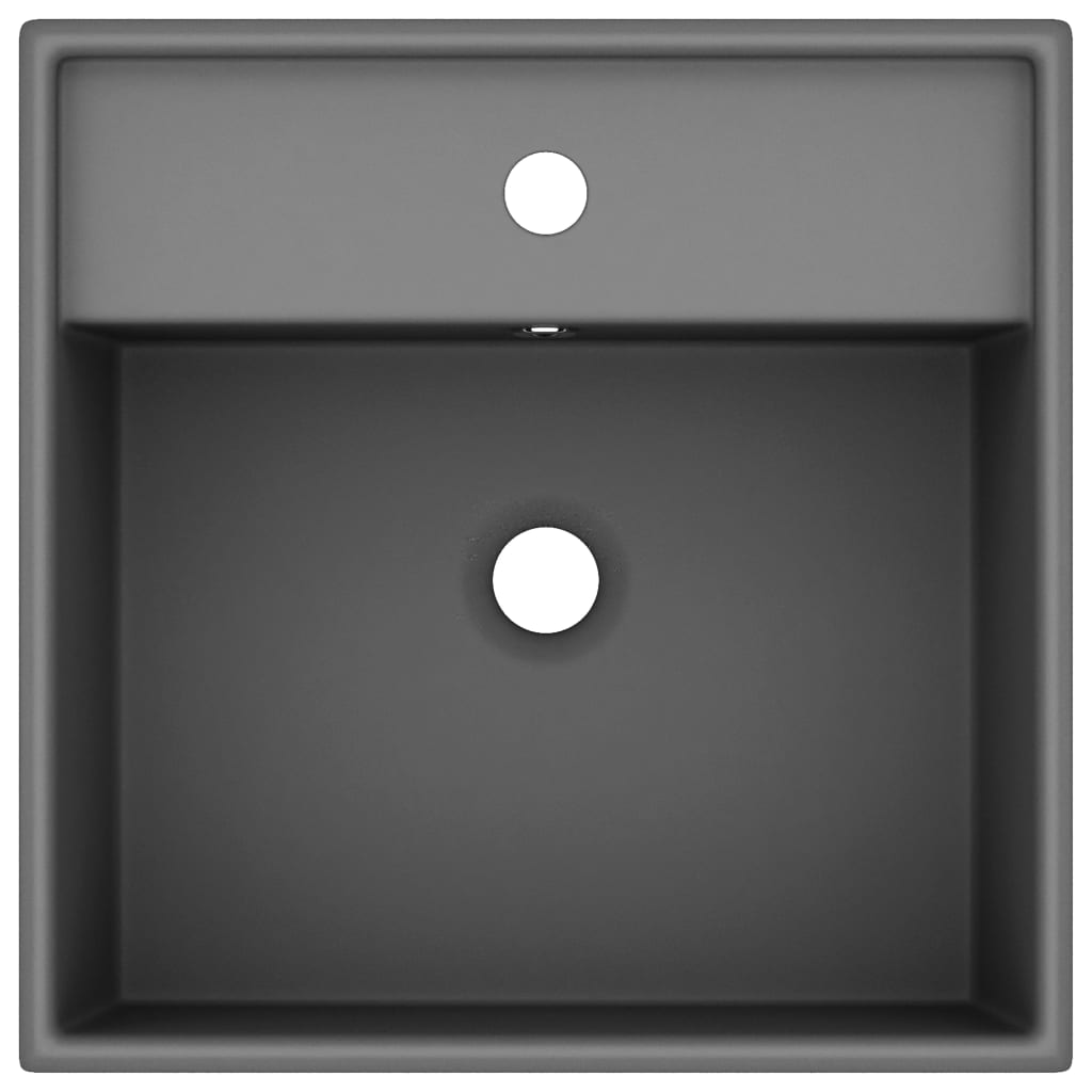 Lavabo con Troppopieno Quadrato Grigio Opaco 41x41 cm Ceramica